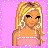 Pixel art contact sheet showing four frames of a female character named Jenna with blonde hair, green eyes, and pink-and-teal clothing against a pink dotted background.