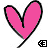 Six pink heart-shaped icons with black outlines arranged in two , each paired with a small pixelated square containing alternating patterns