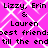 Pixelated text on a pink background with white diamond pattern, repeating names and friendship phrases in black block letters.