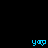 Pixelated blue icon with 'y' and heart symbol, transitioning through multiple states of heart shape and mouth expression against black background.