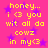 A static image with a bright pink background, purple stars, and yellow text reading "honey... i <3 you wit all da cowz in my<3" repeated twice.