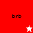 Red and white pixelated icon with 'brb' text and star symbols on red and white backgrounds.
