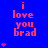 Blue background with red text reading "i love you brad" and pink heart symbols in a pattern