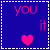 Animated contact sheet of 23 frames showing a blue background with pink text and heart symbols changing across frames.