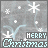 A 4x4 contact sheet of a Christmas-themed animated buddy icon showing sequential frames with falling snowflakes and 'Merry Christmas' text on a gray background.