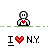 Pixel art icon showing a figure with red heart chest, 'I ❤️ NY' text below, and variations in grayscale tones across three states.