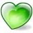 Green heart-shaped icon with gradient fill transitioning from light green at center to darker green edges, outlined in dark green pixels.