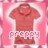 Pixelated icon of a red polo shirt with short sleeves and collar, set against pink background with white border.