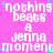 Pixelated text repeats on a pink background with cyan plus signs, showing animated text changes.
