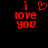 Red pixelated text 'I love you' with a heart symbol above 'I' on a black background, displayed in two side-by-side frames.
