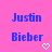 Pixelated blue text 'Justin Bieber' on pink background with white pixel heart, two identical frames side-by-side.