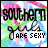 Animated icon with 'southern girls are sexy' text over a pink, green, and blue swirled background; small black arrow changes position across frames.