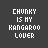 Pixelated text on dark background with two kangaroo images showing different poses and expressions.