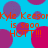 Blue background with overlapping purple and pink circles; orange text repeats 'Kyle Keeson is sooo HOT!!!' in a pattern