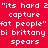 Red background with white pixelated text reading "its hard 2 capture fat people" bi brittany spears in four repeated sections.
