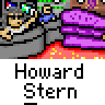 Animated contact sheet of a Howard Stern-themed buddy icon featuring multiple frames with cartoon characters, text bubbles, and repeated 'Howard Stern' labels on gray backgrounds.