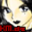 Pixelated character face with blonde hair and blue eyes, two versions of text at bottom, red and white color scheme.