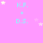 A pink background with cyan text 'K.F. + D.S.' and scattered white stars, showing animation changes in star positions across frames.