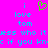 A static pixel art image with a bright pink background, cyan text reading "i love tom" and partial phrases below, and a green heart symbol above the left "i".