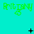 Green pixelated text 'Brittany' repeated across cyan background with animated black symbols changing in sequence.