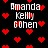 Black background with red pixelated hearts scattered throughout, displaying the name "Amanda Kelly Cohen" in white pixelated text across four repeated sections.