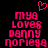 Pixelated pink text and heart symbol on black background, two identical side-by-side arrangements with slight visual differences between them.