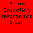 Red background with yellow rectangular highlights over text reading 'Stafe Infection Awareness S.I.A.' in black pixelated font.