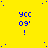 Yellow background with blue pixelated text 'ycc 09!' and exclamation marks arranged in a pattern, some dots scattered across the surface