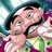 Pixelated cartoon character with dark hair and mustache, wearing green hat and colorful clothing, against pink background with text "DRAWN AND QUARTED".