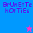 Pixelated text and star symbols on a split background of blue, purple, pink, and light purple sections.