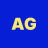 Yellow pixelated 'AG' letters on solid blue background with slight anti-aliasing edges.