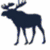 A static icon featuring a dark blue moose silhouette on white background, with visible pixelation and no additional elements.