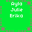 Green background with pink dashed borders and star patterns, displaying four identical of white text listing names