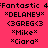 Pixelated text icons on a bright pink background with white and black accents, arranged in two of three