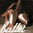 Ballet shoes and a slipper on a wooden surface with 'ballet' text, featuring animated pink heart icons appearing in different positions.