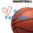 Pixelated image of a basketball with blue text listing names and numbers, a heart symbol, and tournament details.