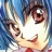 A pixelated anime-style character face with blue hair and brown eyes on the left, next to a black background with white text "Anime IM" and stylized signature "cOw" on the right.