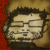 Pixelated icon of a person with dark hair, glasses, and a neutral expression against a brown and red background.