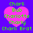 Four identical pixelated heart-shaped icons with green text on a purple background, arranged in a