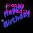 Pixelated birthday-themed animation with 'Happy Birthday' text, stars, and countdown numbers on black background.