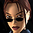 Pixelated static image of a character with short brown hair, dark sunglasses, and a slight smile against a black background.