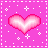 A 3x3 contact sheet of animated heart icons on a pink background with white stars and dots, showing frame-by-frame animation changes in the hearts' glow effect.