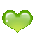 Green heart-shaped icons with gradient fill and glossy highlights arranged in a , some displaying text above them