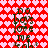 Red and pink heart-patterned background with repeated text "DO boys love me" in dark green pixelated font, arranged in four identical quadrants.