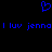 Blue pixelated heart symbol above repeated blue text reading 'I luv jenna' on a black background.