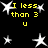 Yellow text "I less than 3 u" surrounded by white star shapes on a black background, with visible animation changes across frames.