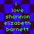 Pixelated green text on blue and dark purple background with repeating patterns.