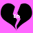 Two identical black broken heart shapes on a bright pink background with white text "Em" inside each heart.