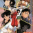Pixelated anime-style image of characters with blue background text listing names including Inuyasha, Kagome, Kikyo, and Sango.