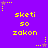 Purple background with yellow pixelated text 'sketi so zakon' repeated in a pattern, surrounded by small star and dot motifs